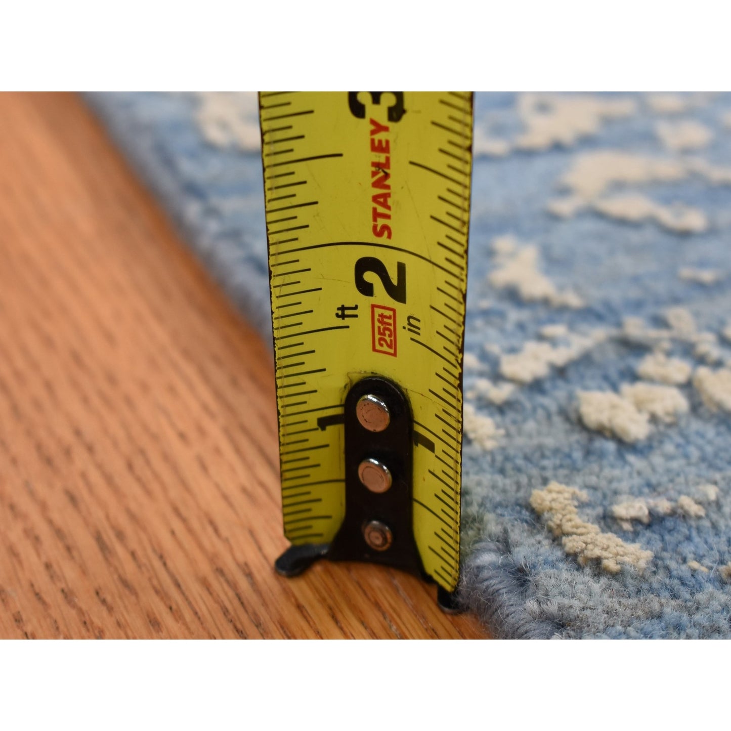 5'1"X7' Blue Wool And Silk Hand Knotted Broken Zoroastrian Design Rug