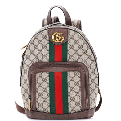 Gucci Ophidia Backpack Gg Coated Canvas And Leather Small