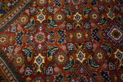 Handmade Oriental Rug Orange-Red Geometric Floral