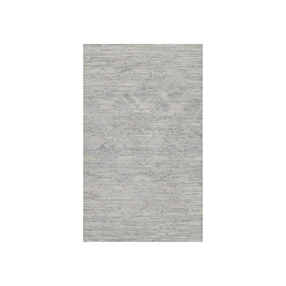 3'X5'3" Light Gray Hand Knotted Modern Design Undyed Natural Wool Rug