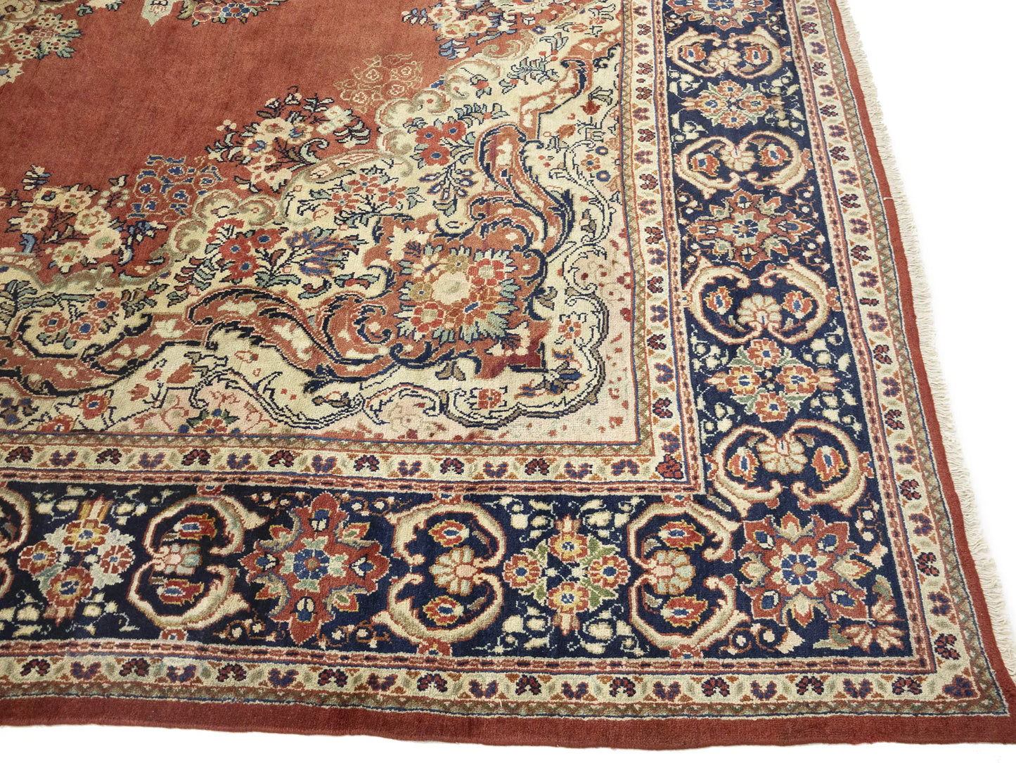 Semi-Antique Hand-Knotted Floral Rug Extra Large
