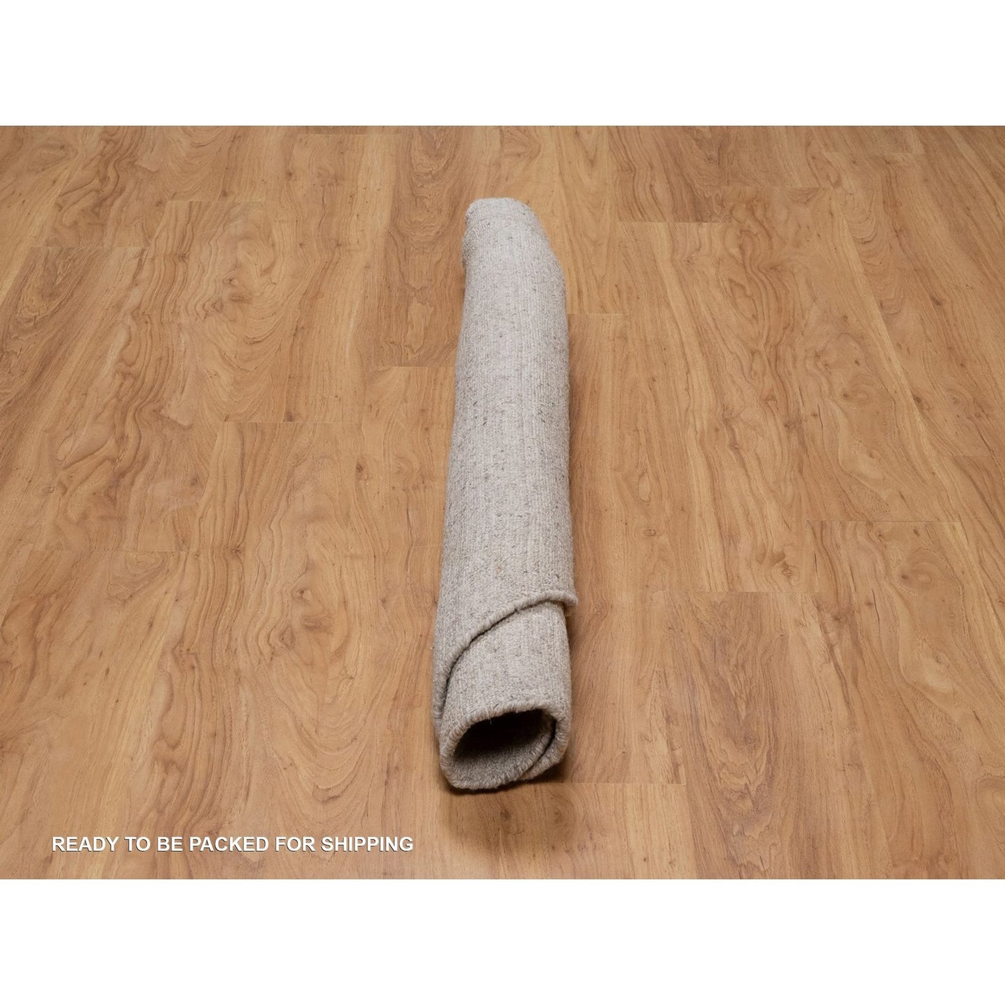 5'X5' Tan Brown Salt And Pepper Design Hand Loomed Natural Wool Round Rug