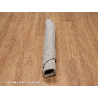 5'X5' Tan Brown Salt And Pepper Design Hand Loomed Natural Wool Round Rug