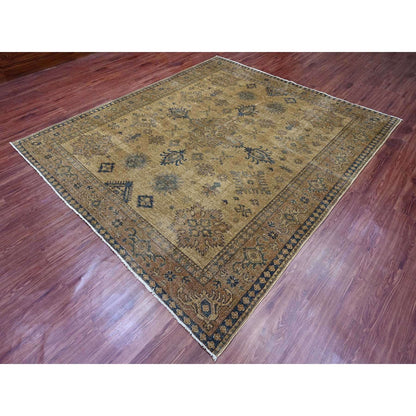8'X9'1" Brown Overdyed Kazak Geometric Hand Knotted All Wool Squarish Rug