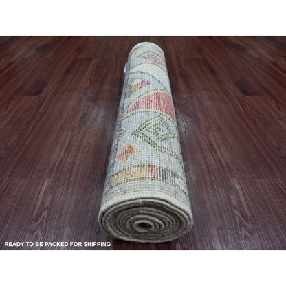 2'8"X11'8" Gray Rug Anatolian Village Inspired Hand Knotted Wool Runner