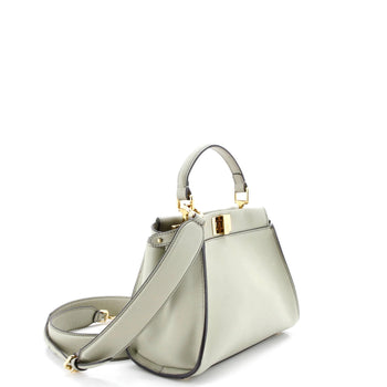 Fendi Peekaboo Iconic Bag Leather With Zucca Embroidered Canvas Interior Mini