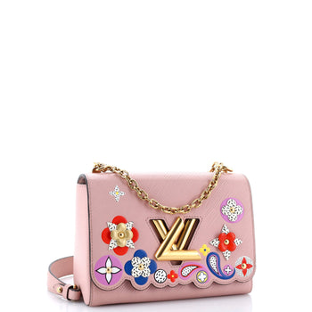 Louis Vuitton Twist Handbag Limited Edition Flower Embellished Epi Leather Mm