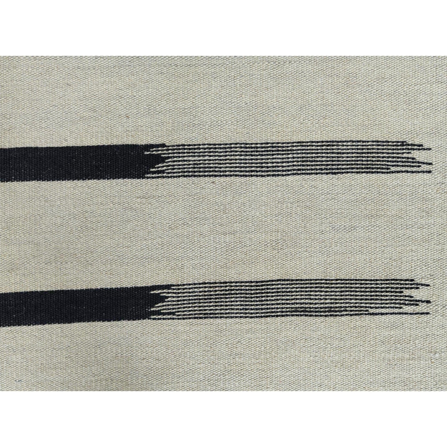 12'X15'1" Hand Woven Black Ethnic Design Flat Weave Kilim Reversible Rug