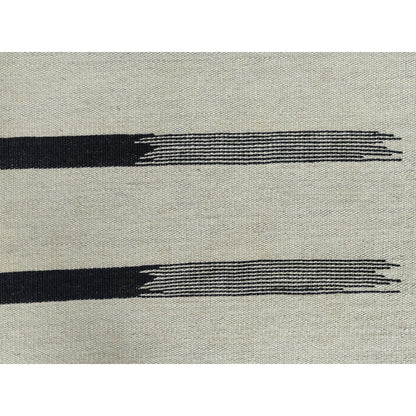 12'X15'1" Hand Woven Black Ethnic Design Flat Weave Kilim Reversible Rug