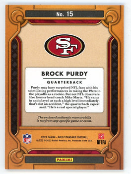 Brock Purdy 2023 Panini Gold Standard Patch Relic