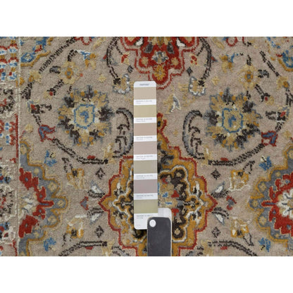 2'6"X11'10" Brown The Sunset Rosettes Hand Knotted Wool & Silk Runner Rug