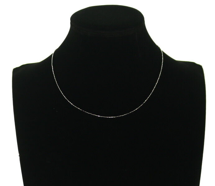 Cut Cylinder Chain Necklace 18K 750 White Gold 43Cm