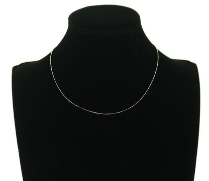 Cut Cylinder Chain Necklace 18K 750 White Gold 43Cm