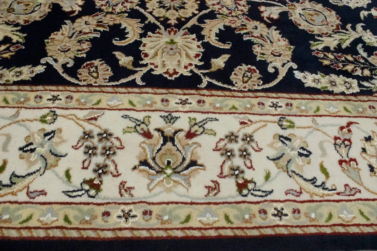 6X9 Ft Hand-Knotted Indo-Nain Oriental Rug Dark