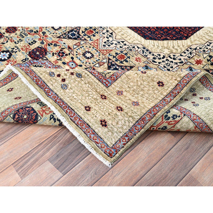 5'10"X8'10" Ecru Brown Soft Wool Hand Knotted Dynasty Design 200 Kpsi Rug