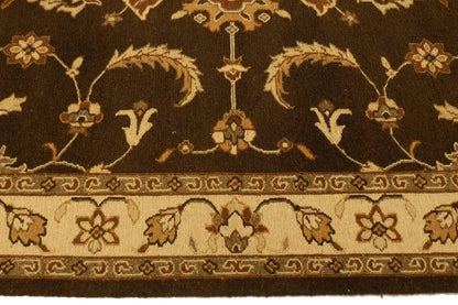 Partially Hand-Woven Brown Floral Sumak Rug