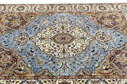 Hand-Knotted Kirman Oriental Rug 6X8 Ft Blue