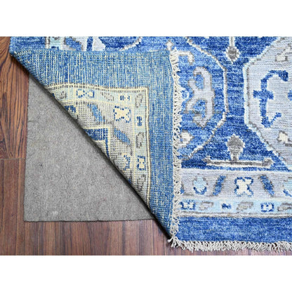 11'10"X15'1" Steel Blue Anatolian Village Inspired Wool Hand Knotted Rug