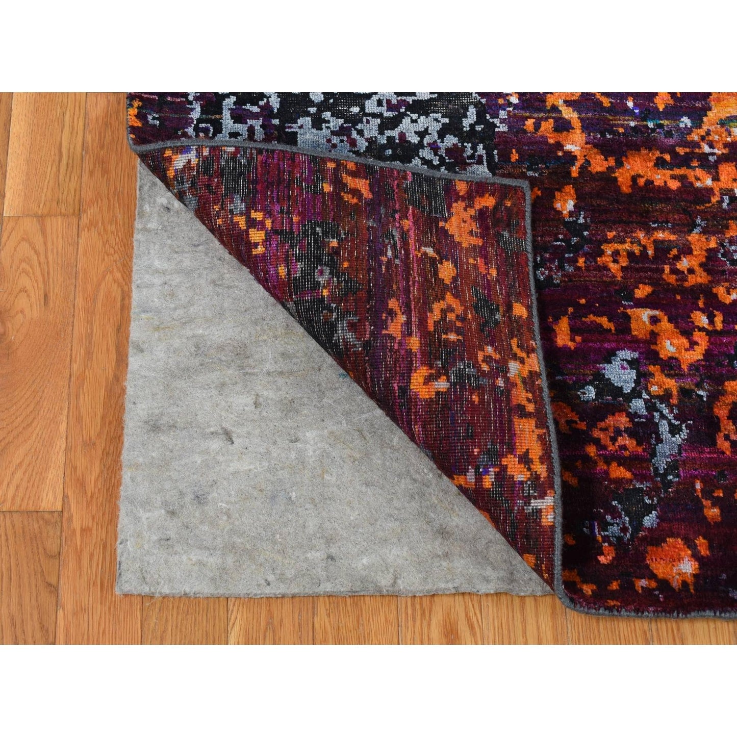8'10"X12' Blue Hand Knotted Galactical Modern Design Silk And Pile Rug