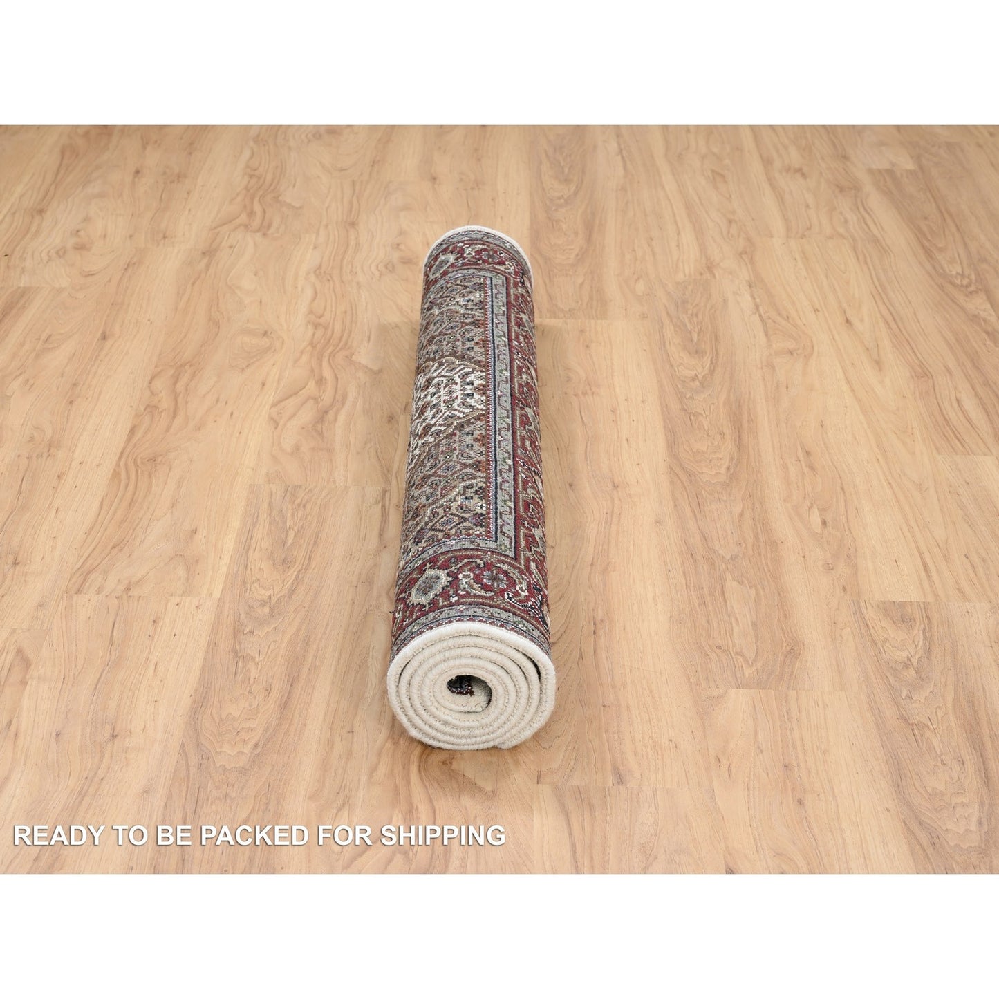 4'X6'1" Ivory Hand Knotted Tebraz Mahi Wool Ad Silk Oriental Rug