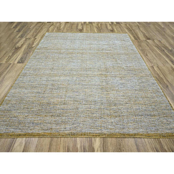 10'X10' Yellow Hand Knotted Rug Oxidized Grass Design Pure Wool Square