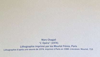 Marc Chagall Lithograph Mourlot Coa Signed Op 1974 Collection