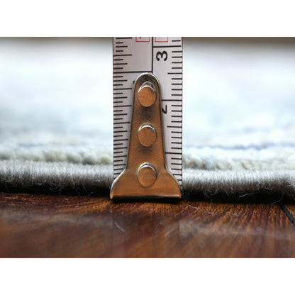 2'7"X9'5" Light Gray Angora Oushak Hand Knotted Afghan Wool Runner Rug