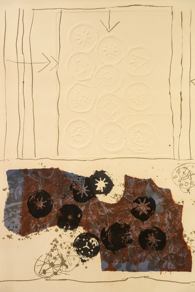 Antoni Clav 1970 Signed Lithograph With Embossing "Trobadors Vii" Ltd Ed 50