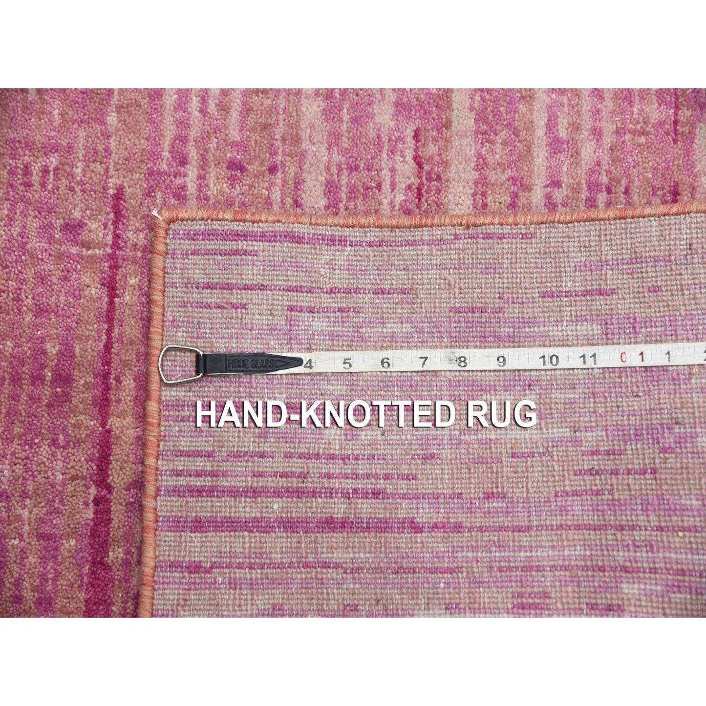 2'6"X10'1" Pink Vertical Ombre Design Wool Hand Knotted Runner Rug