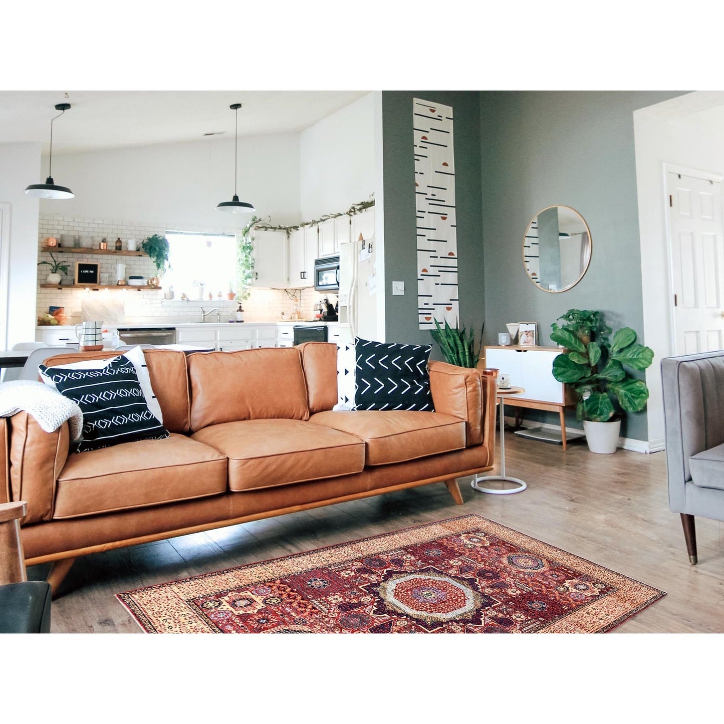 5'9"X9'7" Vermilion Red Hand Knotted Mamluk Design 200 Kpsi Pure Wool Rug