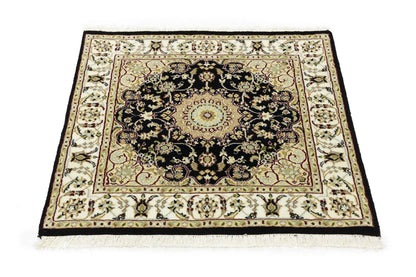 Small Oriental Decor Black Floral 3X3 Indo-Nain