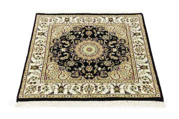 Small Oriental Decor Black Floral 3X3 Indo-Nain