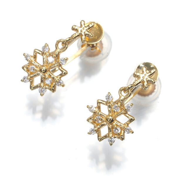 Diamond 0.04Ct/0.04Ct Snowflake Drop Earrings 18K 750 Yellow Gold