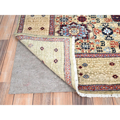 5'10"X8'10" Ecru Brown Soft Wool Hand Knotted Dynasty Design 200 Kpsi Rug