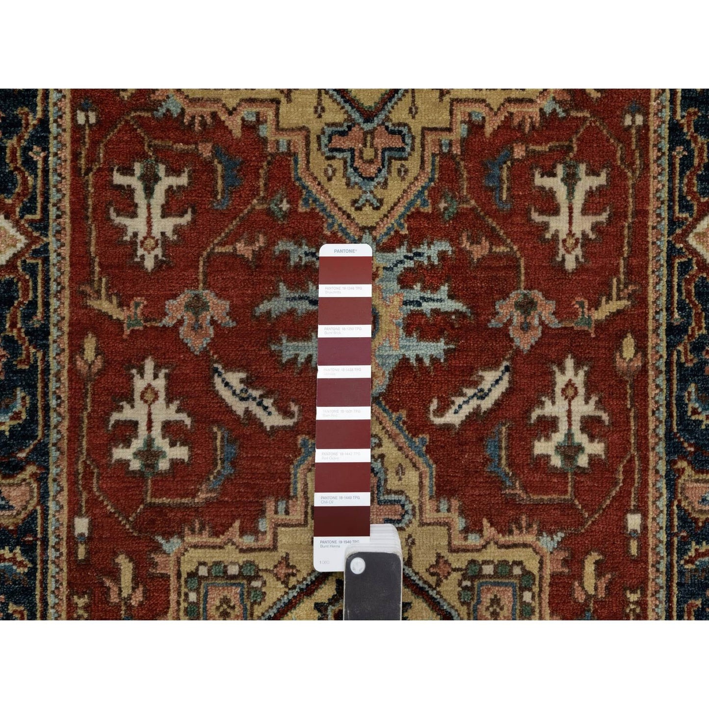 2'6"X8' Ruby Red Hand Knotted Heris Revival New Zealand Wool Runner Rug