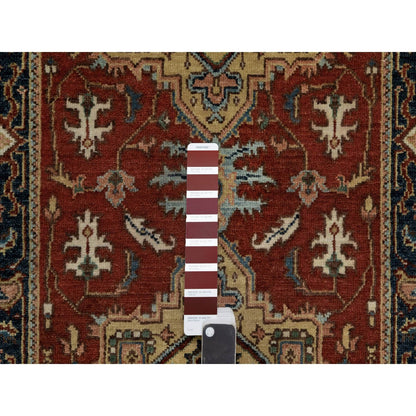 2'6"X8' Ruby Red Hand Knotted Heris Revival New Zealand Wool Runner Rug