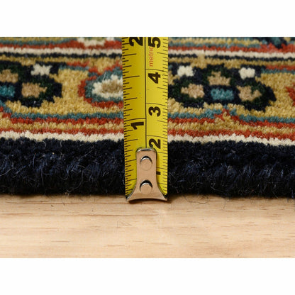 Rug 4'x10'1" Blue Herati WoolSilk 175 KPSI Hand Knotted Gallery Runner