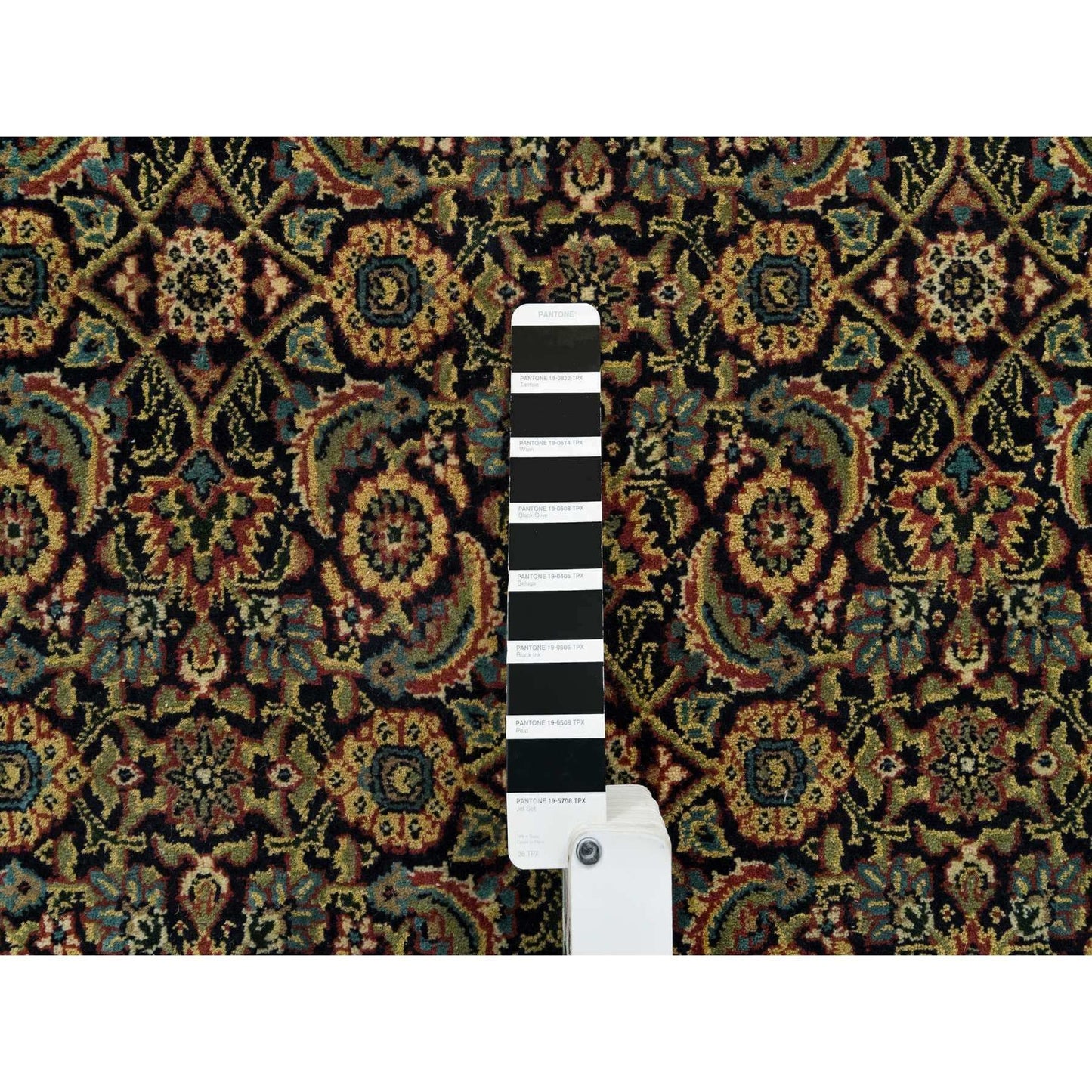 Rug 8'10"x12'6" Frost Black Herrita Design 250 KPSI Wool Hand Knotted