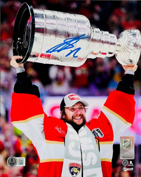 Sergei Bobrovsky Autographed Panthers 8X10 Raising Stanley Cup (Beckett Witness)