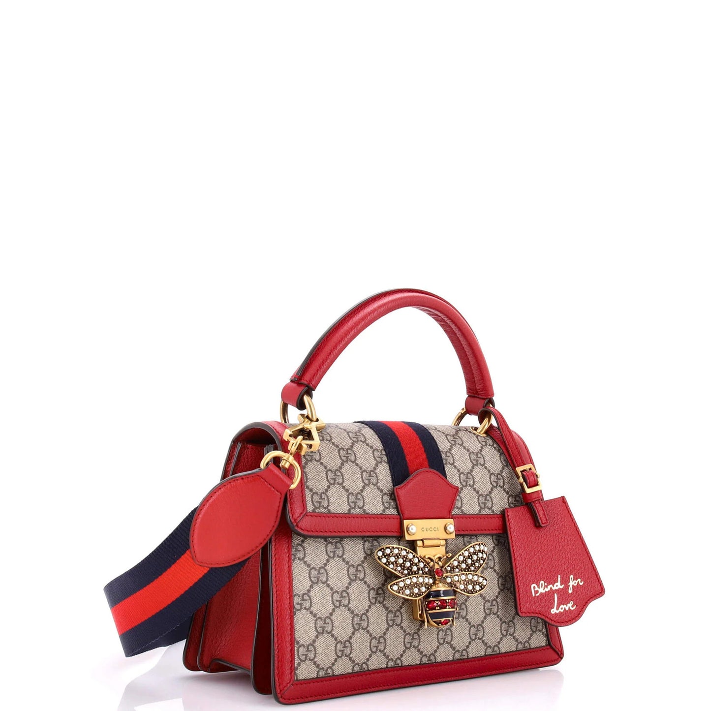 Gucci Queen Margaret Top Handle Bag Gg Coated Canvas With Leather Small