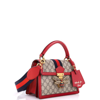 Gucci Queen Margaret Top Handle Bag Gg Coated Canvas With Leather Small