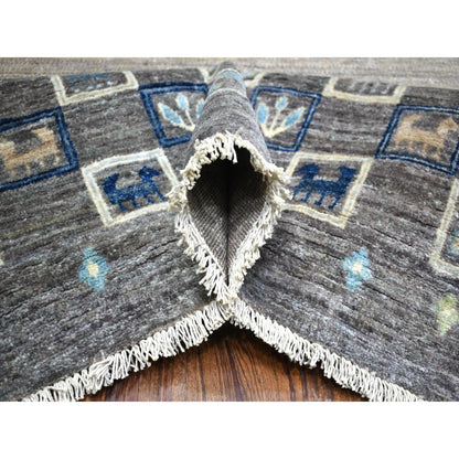 10'x13'8" Space Gray Afghan Kashkuli Soft Wool Hand Knotted Rug