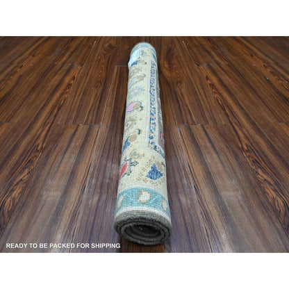 2'9"X4' Power Gray Extra Soft Wool Hand Knotted Fusion Kazak Oriental Rug