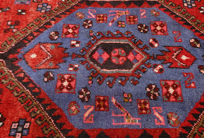 4X7 Ft Red Vintage Area Rug Tribal Geometric