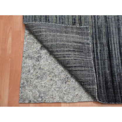 2'6"X10'2" Gray Pure Wool Hand Knotted Modern Ombre Design Runner Rug