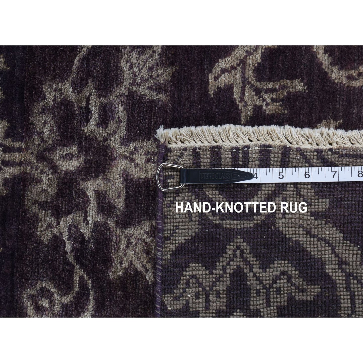 2'5"X9'8" Brown Damask Tone On Tone Wool And Silk Hand Knotted Runner Rug