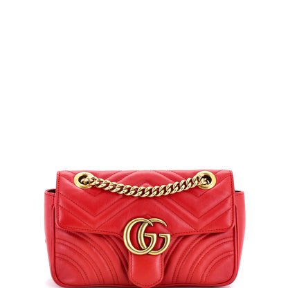 Gucci Gg Marmont Flap Bag Matelasse Leather Mini