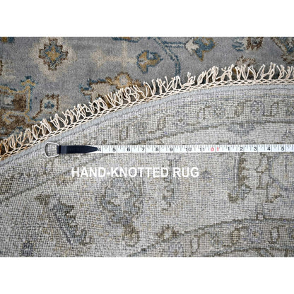 6'X6' Lavender Gray Hand Knotted Karajeh Design Wool Round Rug