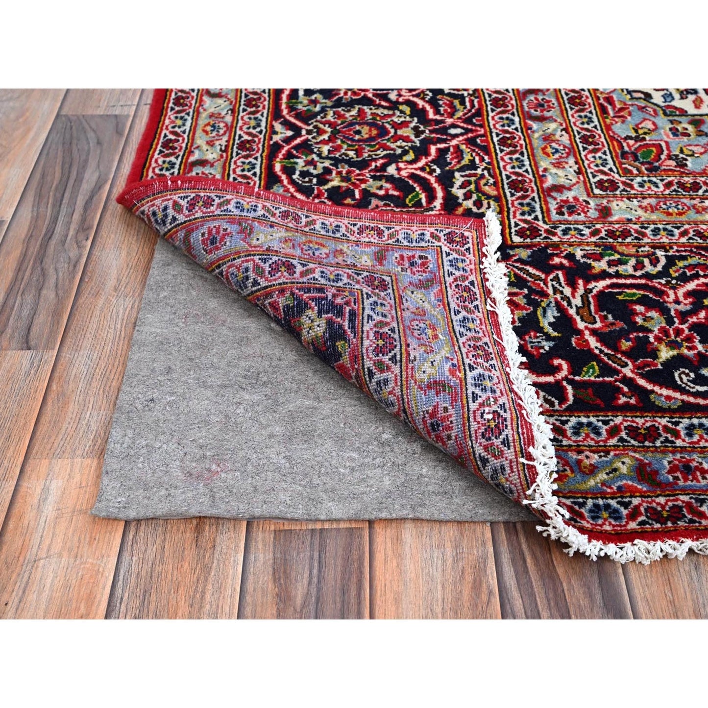 9'10"X13'1" Ketchup Red Hand Knotted Wool Vintage Kishoon Full Pile Rug