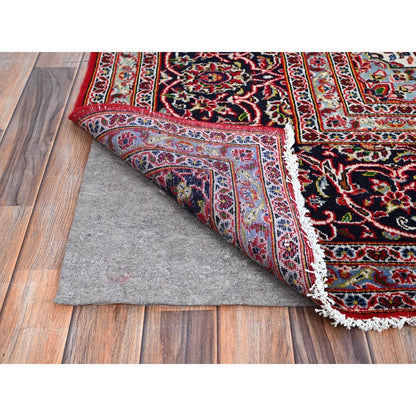 9'10"X13'1" Ketchup Red Hand Knotted Wool Vintage Kishoon Full Pile Rug